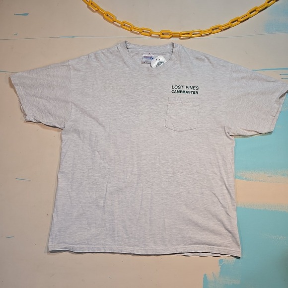 VTG BSA XL Lost Pines Pocket T-Shirt Campmaster Boy Scout Fire 90s MadeUSA Texas - Picture 6 of 6